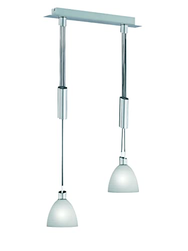 Wofi Pendelleuchte-Savannah, 2-flammig, Nickel-matt, Länge: 60 cm, Max. Abhängung : 150 cm, Höhe im Sale